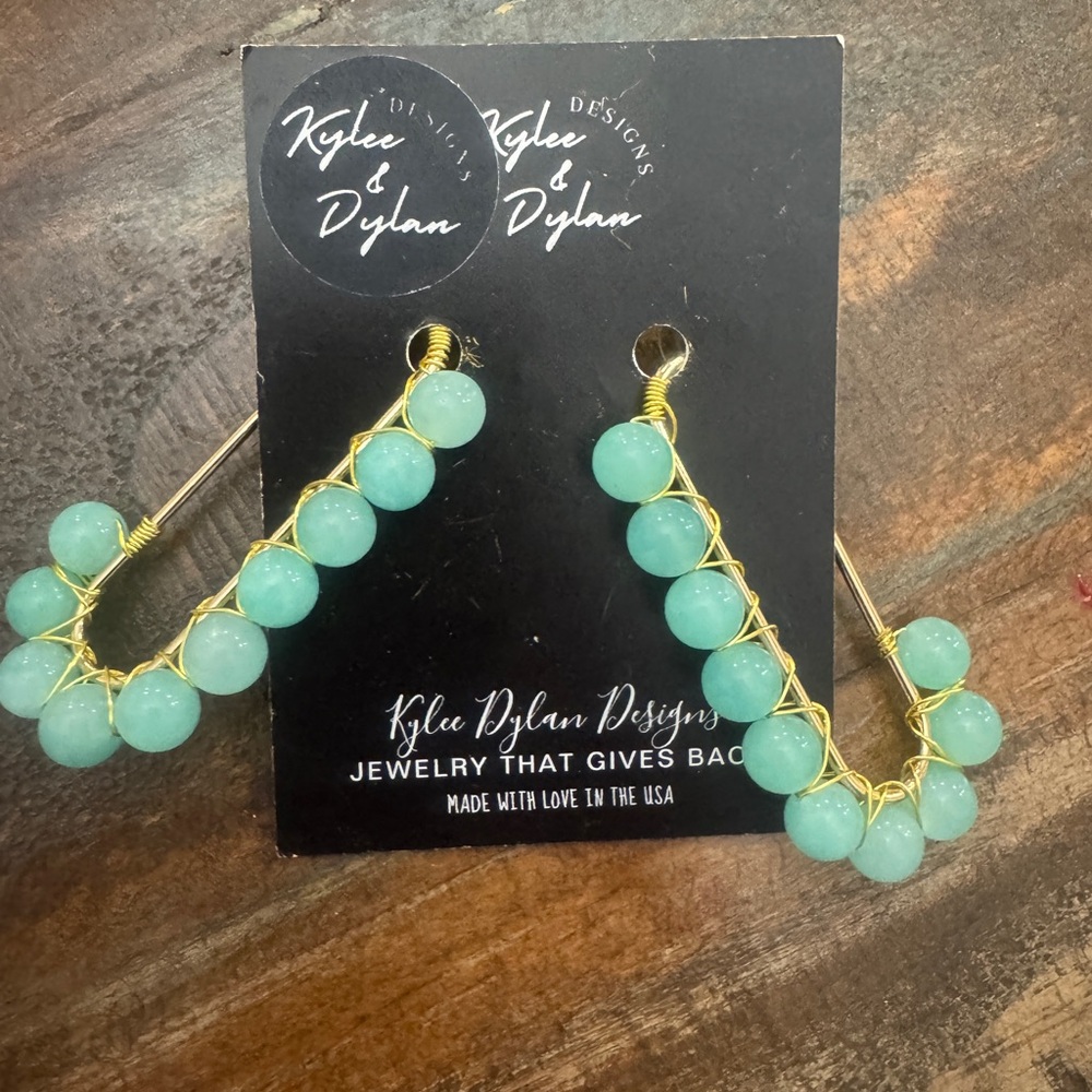 Gold and Green Earrings